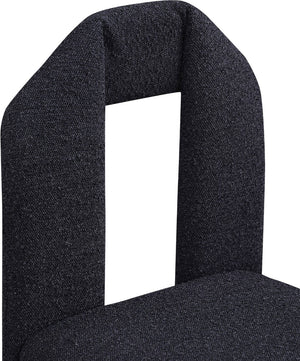 Meridian Furniture Bennett Upholstered Dining Chair with Geometric Silhouette and Ergonomic Seat for Modern Rooms Black Boucle Fabric 997Black-C