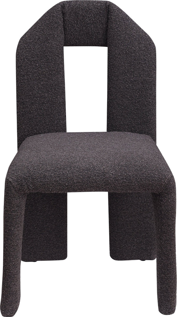 Meridian Furniture Bennett Upholstered Dining Chair with Geometric Silhouette and Ergonomic Seat for Modern Rooms Brown Boucle Fabric 997Brown-C