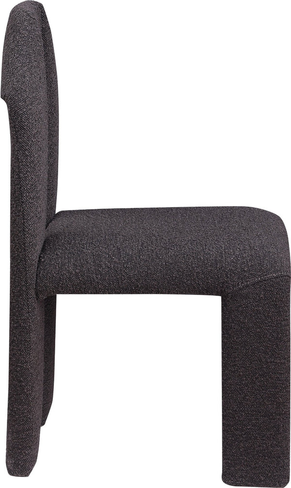 Meridian Furniture Bennett Upholstered Dining Chair with Geometric Silhouette and Ergonomic Seat for Modern Rooms Brown Boucle Fabric 997Brown-C