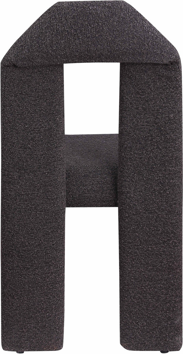 Meridian Furniture Bennett Upholstered Dining Chair with Geometric Silhouette and Ergonomic Seat for Modern Rooms Brown Boucle Fabric 997Brown-C