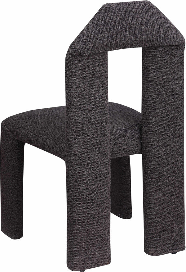 Meridian Furniture Bennett Upholstered Dining Chair with Geometric Silhouette and Ergonomic Seat for Modern Rooms Brown Boucle Fabric 997Brown-C
