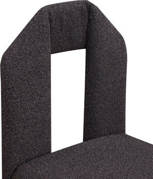 Meridian Furniture Bennett Upholstered Dining Chair with Geometric Silhouette and Ergonomic Seat for Modern Rooms Brown Boucle Fabric 997Brown-C