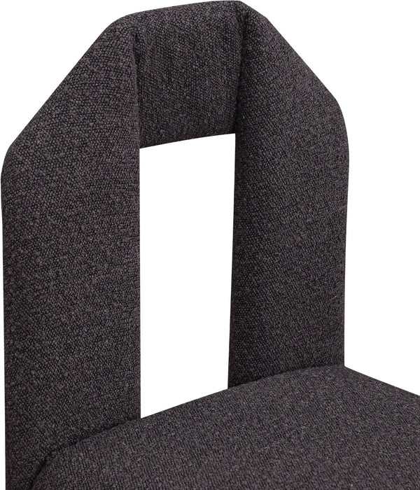 Meridian Furniture Bennett Upholstered Dining Chair with Geometric Silhouette and Ergonomic Seat for Modern Rooms Brown Boucle Fabric 997Brown-C