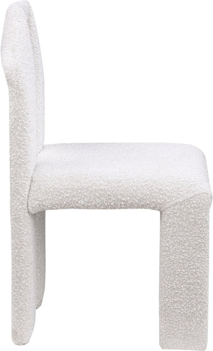Meridian Furniture Bennett Upholstered Dining Chair with Geometric Silhouette and Ergonomic Seat for Modern Rooms Cream Boucle Fabric 997Cream-C