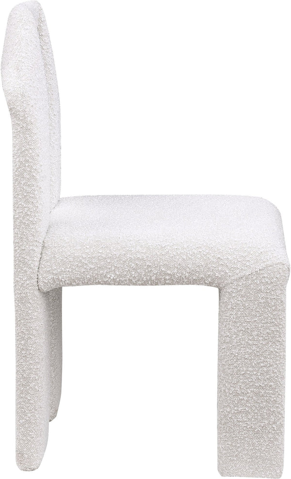 Meridian Furniture Bennett Upholstered Dining Chair with Geometric Silhouette and Ergonomic Seat for Modern Rooms Cream Boucle Fabric 997Cream-C