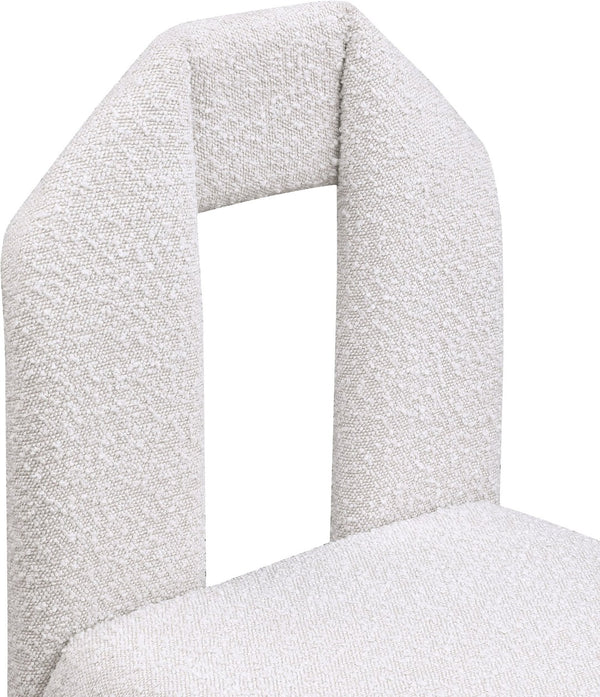 Meridian Furniture Bennett Upholstered Dining Chair with Geometric Silhouette and Ergonomic Seat for Modern Rooms Cream Boucle Fabric 997Cream-C