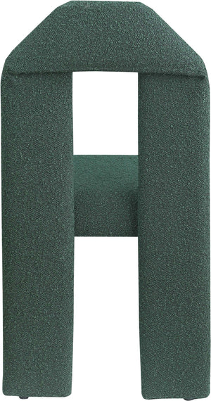Meridian Furniture Bennett Upholstered Dining Chair with Geometric Silhouette and Ergonomic Seat for Modern Rooms Green Boucle Fabric 997Green-C