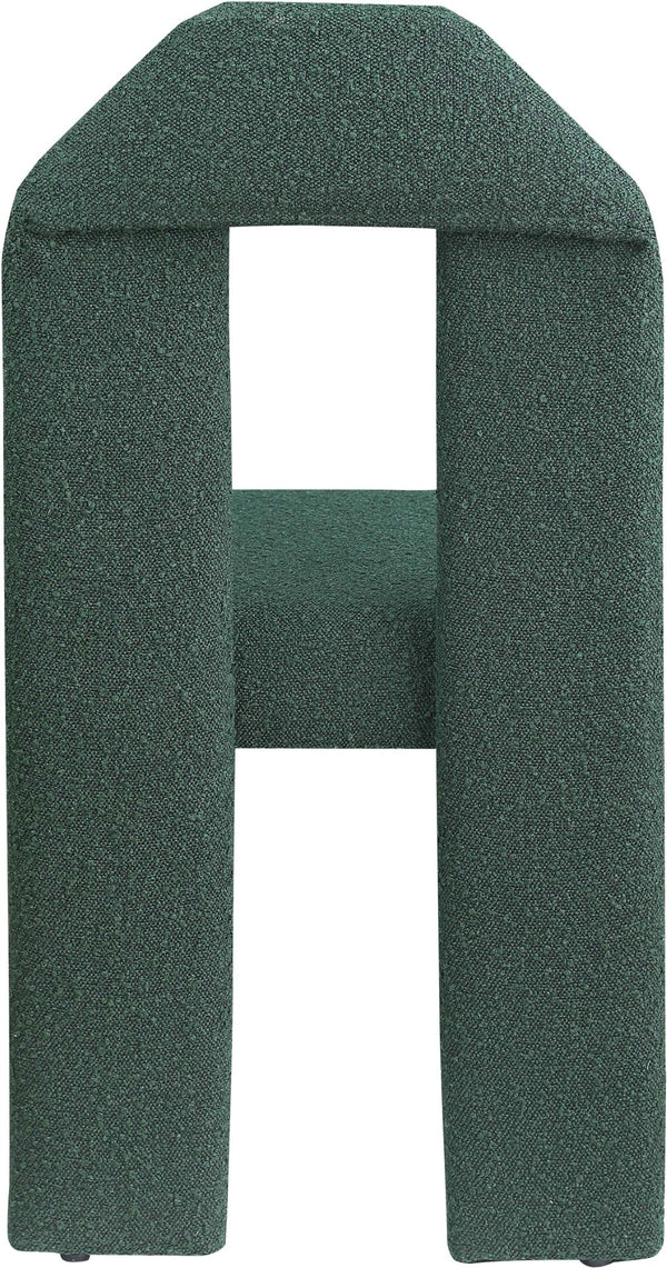 Meridian Furniture Bennett Upholstered Dining Chair with Geometric Silhouette and Ergonomic Seat for Modern Rooms Green Boucle Fabric 997Green-C