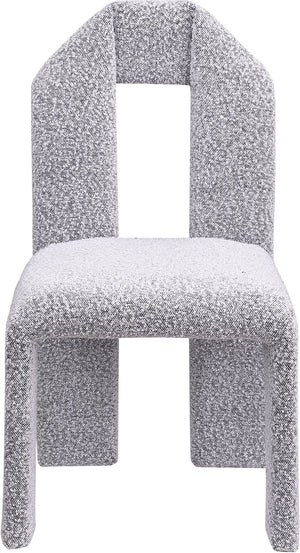 Meridian Furniture Bennett Upholstered Dining Chair with Geometric Silhouette and Ergonomic Seat for Modern Rooms Grey Boucle Fabric 997Grey-C