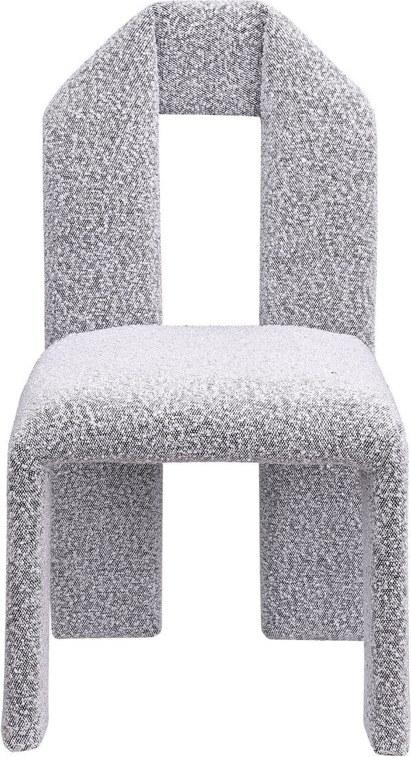 Meridian Furniture Bennett Upholstered Dining Chair with Geometric Silhouette and Ergonomic Seat for Modern Rooms Grey Boucle Fabric 997Grey-C