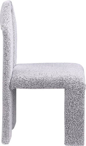 Meridian Furniture Bennett Upholstered Dining Chair with Geometric Silhouette and Ergonomic Seat for Modern Rooms Grey Boucle Fabric 997Grey-C