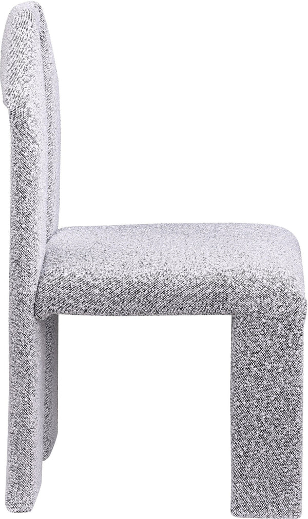Meridian Furniture Bennett Upholstered Dining Chair with Geometric Silhouette and Ergonomic Seat for Modern Rooms Grey Boucle Fabric 997Grey-C