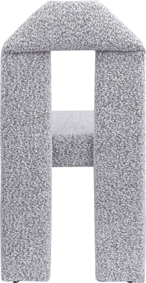 Meridian Furniture Bennett Upholstered Dining Chair with Geometric Silhouette and Ergonomic Seat for Modern Rooms Grey Boucle Fabric 997Grey-C