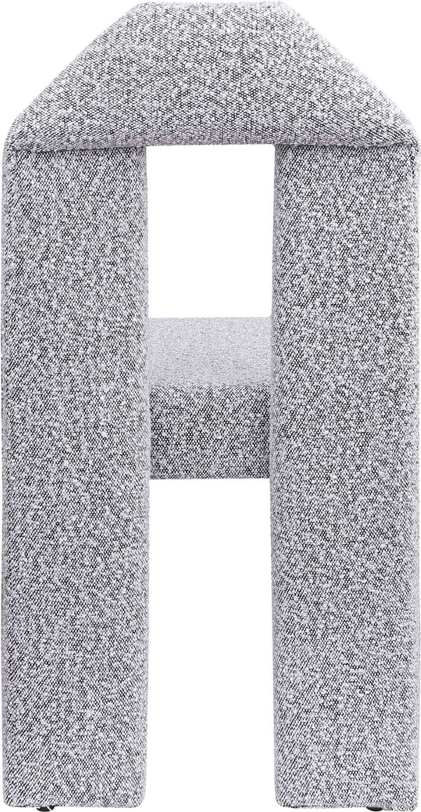 Meridian Furniture Bennett Upholstered Dining Chair with Geometric Silhouette and Ergonomic Seat for Modern Rooms Grey Boucle Fabric 997Grey-C