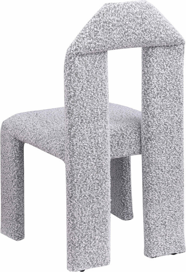 Meridian Furniture Bennett Upholstered Dining Chair with Geometric Silhouette and Ergonomic Seat for Modern Rooms Grey Boucle Fabric 997Grey-C
