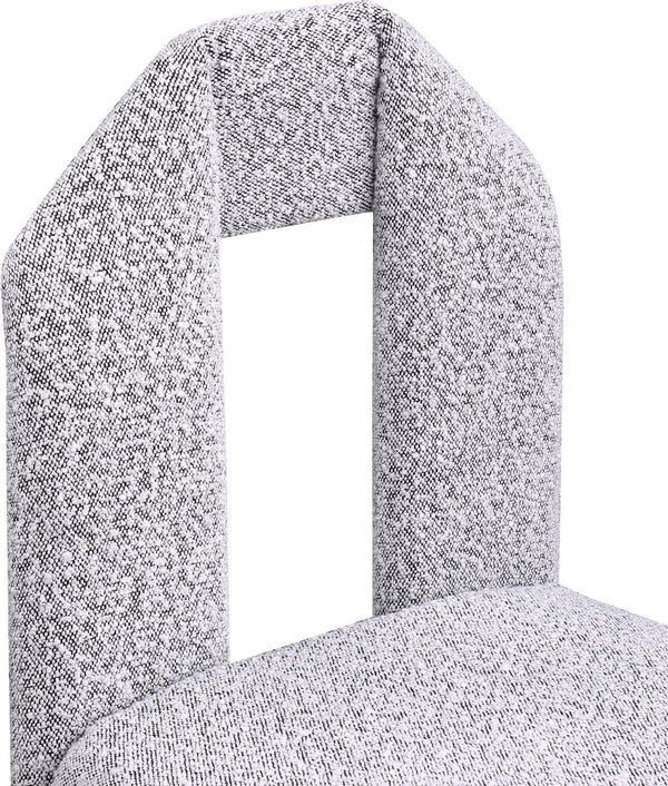 Meridian Furniture Bennett Upholstered Dining Chair with Geometric Silhouette and Ergonomic Seat for Modern Rooms Grey Boucle Fabric 997Grey-C