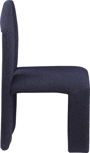 Meridian Furniture Bennett Upholstered Dining Chair with Geometric Silhouette and Ergonomic Seat for Modern Rooms Navy Boucle Fabric 997Navy-C