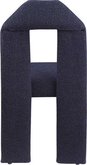 Meridian Furniture Bennett Upholstered Dining Chair with Geometric Silhouette and Ergonomic Seat for Modern Rooms Navy Boucle Fabric 997Navy-C