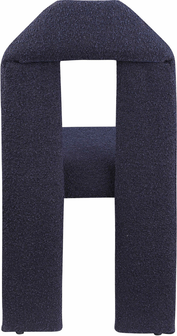 Meridian Furniture Bennett Upholstered Dining Chair with Geometric Silhouette and Ergonomic Seat for Modern Rooms Navy Boucle Fabric 997Navy-C