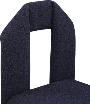 Meridian Furniture Bennett Upholstered Dining Chair with Geometric Silhouette and Ergonomic Seat for Modern Rooms Navy Boucle Fabric 997Navy-C