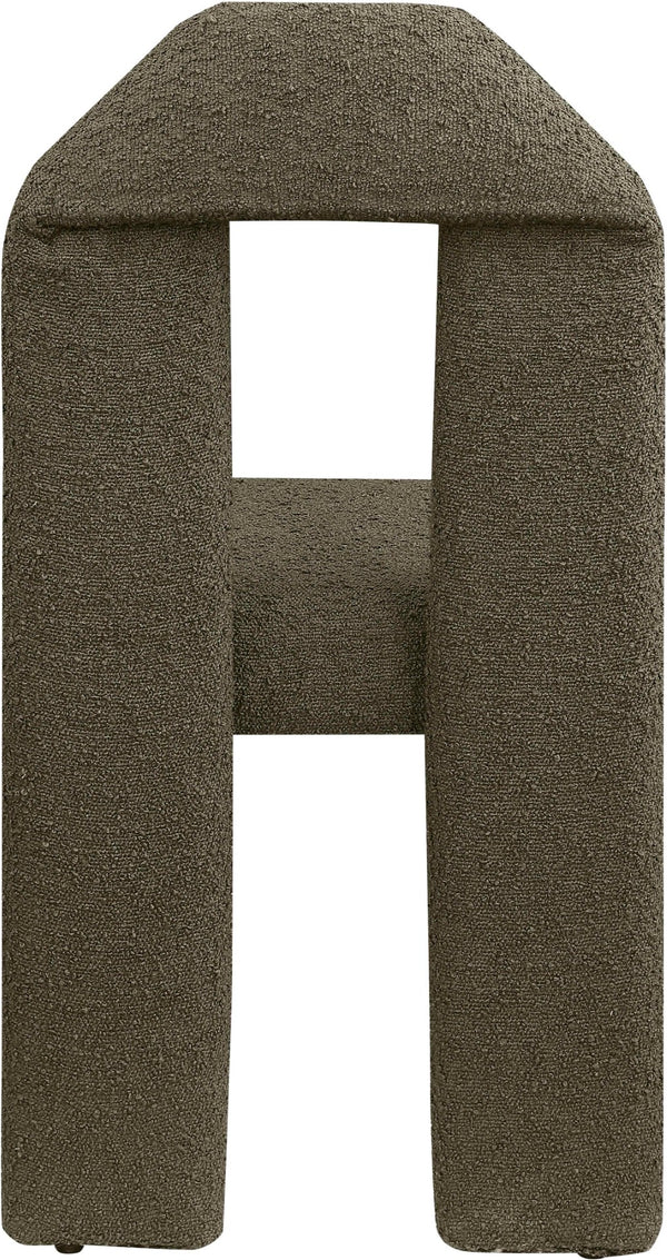 Meridian Furniture Bennett Upholstered Dining Chair with Geometric Silhouette and Ergonomic Seat for Modern Rooms Olive Boucle Fabric 997Olive-C