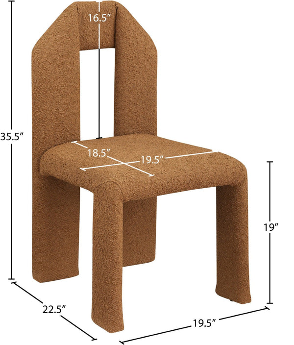 Meridian Furniture Bennett Upholstered Dining Chair with Geometric Silhouette and Ergonomic Seat for Modern Rooms Saddle Boucle Fabric 997Saddle-C