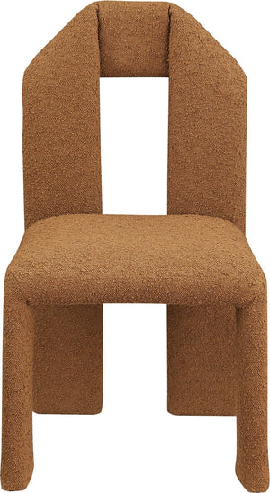 Meridian Furniture Bennett Upholstered Dining Chair with Geometric Silhouette and Ergonomic Seat for Modern Rooms Saddle Boucle Fabric 997Saddle-C