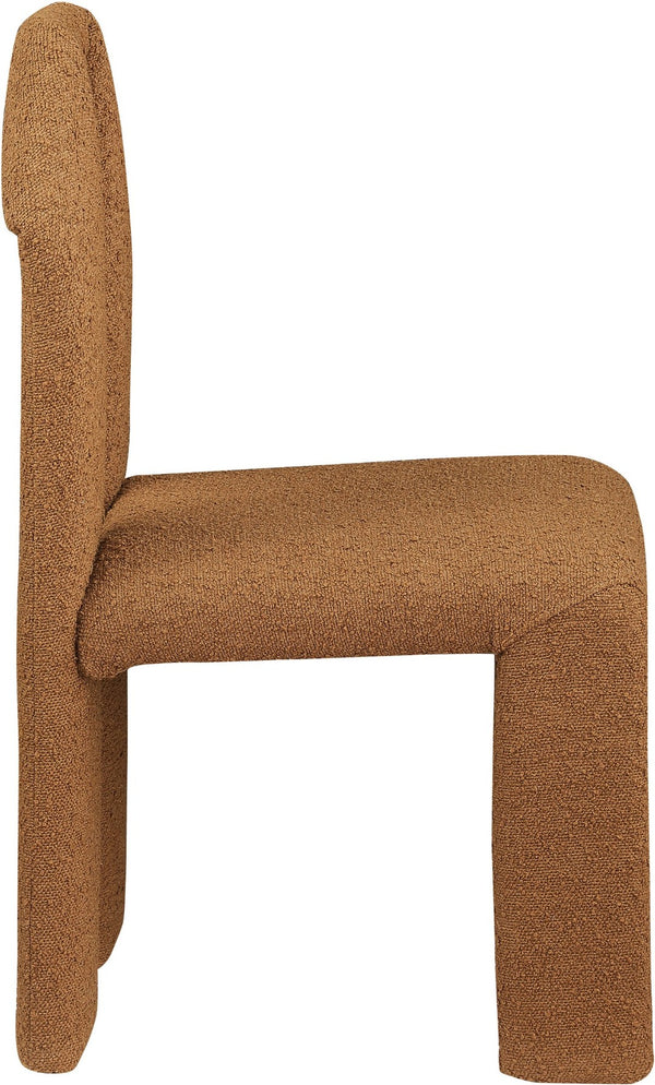 Meridian Furniture Bennett Upholstered Dining Chair with Geometric Silhouette and Ergonomic Seat for Modern Rooms Saddle Boucle Fabric 997Saddle-C