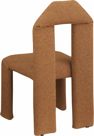 Meridian Furniture Bennett Upholstered Dining Chair with Geometric Silhouette and Ergonomic Seat for Modern Rooms Saddle Boucle Fabric 997Saddle-C