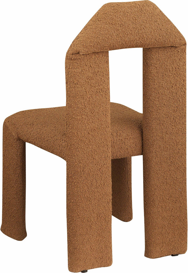 Meridian Furniture Bennett Upholstered Dining Chair with Geometric Silhouette and Ergonomic Seat for Modern Rooms Saddle Boucle Fabric 997Saddle-C
