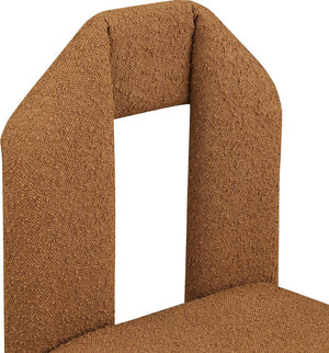 Meridian Furniture Bennett Upholstered Dining Chair with Geometric Silhouette and Ergonomic Seat for Modern Rooms Saddle Boucle Fabric 997Saddle-C
