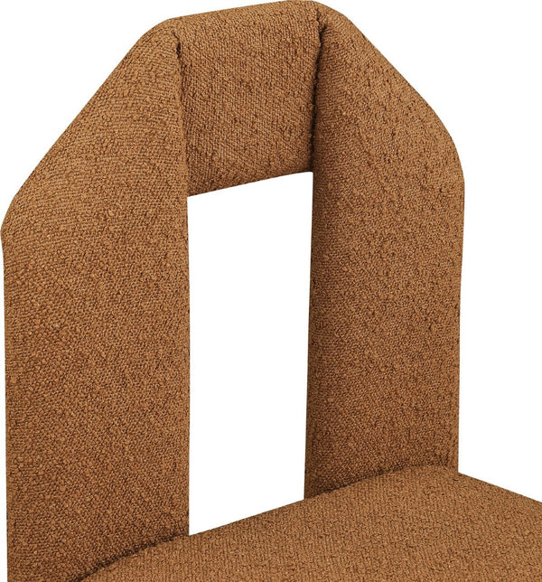 Meridian Furniture Bennett Upholstered Dining Chair with Geometric Silhouette and Ergonomic Seat for Modern Rooms Saddle Boucle Fabric 997Saddle-C