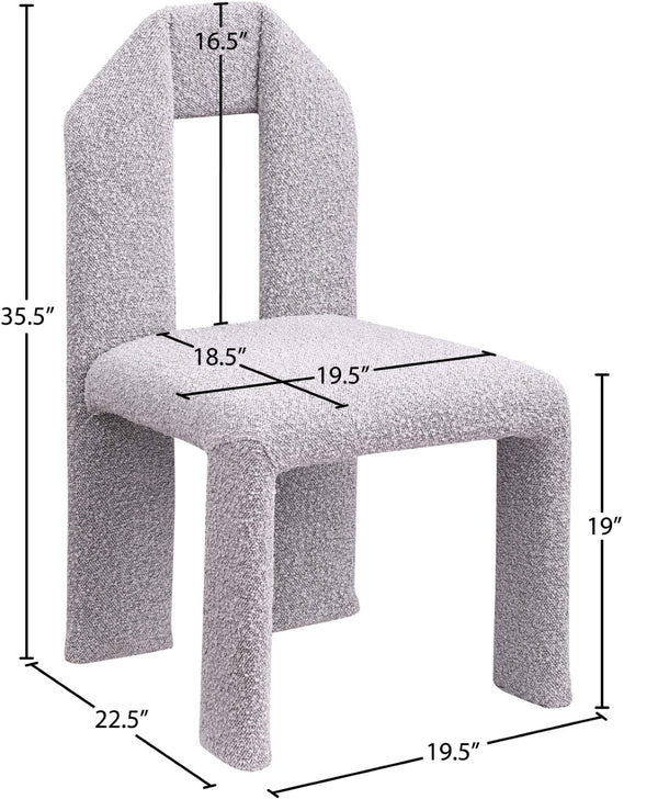 Meridian Furniture Bennett Upholstered Dining Chair with Geometric Silhouette and Ergonomic Seat for Modern Rooms Taupe Boucle Fabric 997Taupe-C