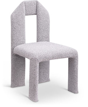 Meridian Furniture Bennett Upholstered Dining Chair with Geometric Silhouette and Ergonomic Seat for Modern Rooms Taupe Boucle Fabric 997Taupe-C
