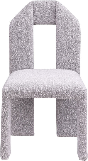 Meridian Furniture Bennett Upholstered Dining Chair with Geometric Silhouette and Ergonomic Seat for Modern Rooms Taupe Boucle Fabric 997Taupe-C