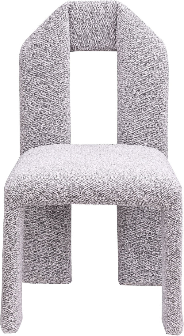 Meridian Furniture Bennett Upholstered Dining Chair with Geometric Silhouette and Ergonomic Seat for Modern Rooms Taupe Boucle Fabric 997Taupe-C