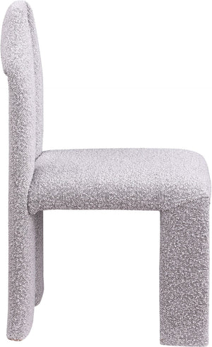 Meridian Furniture Bennett Upholstered Dining Chair with Geometric Silhouette and Ergonomic Seat for Modern Rooms Taupe Boucle Fabric 997Taupe-C