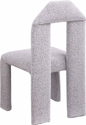 Meridian Furniture Bennett Upholstered Dining Chair with Geometric Silhouette and Ergonomic Seat for Modern Rooms Taupe Boucle Fabric 997Taupe-C