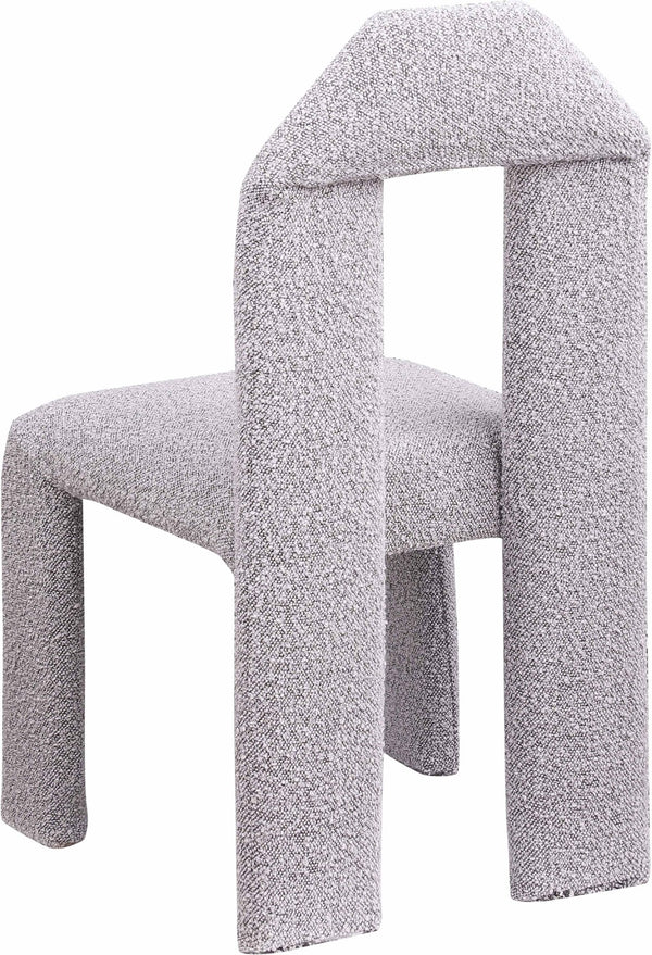Meridian Furniture Bennett Upholstered Dining Chair with Geometric Silhouette and Ergonomic Seat for Modern Rooms Taupe Boucle Fabric 997Taupe-C