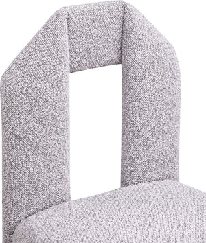 Meridian Furniture Bennett Upholstered Dining Chair with Geometric Silhouette and Ergonomic Seat for Modern Rooms Taupe Boucle Fabric 997Taupe-C