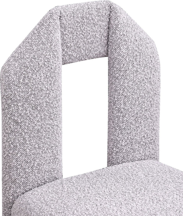 Meridian Furniture Bennett Upholstered Dining Chair with Geometric Silhouette and Ergonomic Seat for Modern Rooms Taupe Boucle Fabric 997Taupe-C