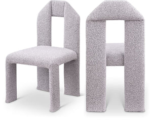 Meridian Furniture Bennett Upholstered Dining Chair with Geometric Silhouette and Ergonomic Seat for Modern Rooms Taupe Boucle Fabric 997Taupe-C