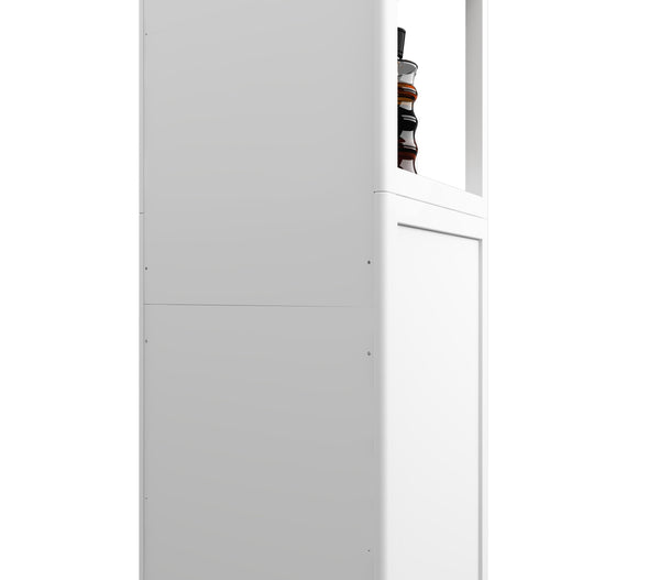 English Elm A 52ft White Linen Tower Bamboo Storage Cabinet — Slim Tall Freestanding Organizer for Small Spaces W2207P242507