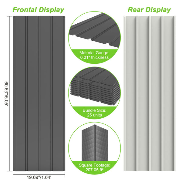 English Elm 25 Pcs Metal Roofing Panels - Durable Galvanized Sheets For Easy Diy Projects, Sheds, And More! W1859P387317