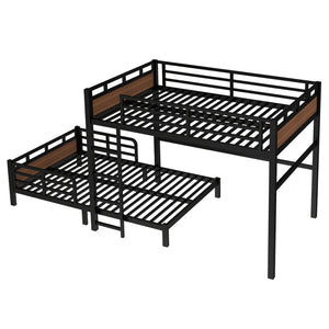 English Elm Full Metal Bunk Bed With Walnut Finish - Versatile Loft Style, Sturdy Design, Easy Assembly, Space-Saving W1580S00227