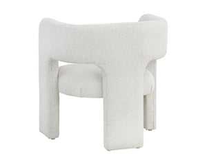 Sunpan Isidore Lounge Chair - Contemporary Comfort with Curved Backrest and Chic Boucle Fabric Design Copenhagen White