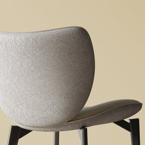 English Elm 59" Round Sintered Stone Dining Table Set With Stylish Black Titanium Base & 6 Padded Chairs For Luxury Dining W2700S00052