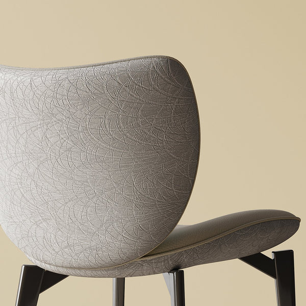 English Elm 59" Round Sintered Stone Dining Table Set With Stylish Black Titanium Base & 6 Padded Chairs For Luxury Dining W2700S00052