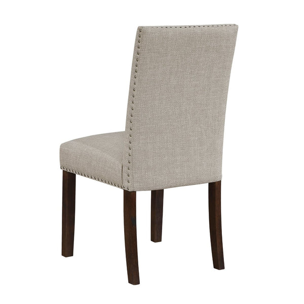 English Elm Classic 7 Piece Acacia Dining Set with Nailhead Parsons Chairs for Formal Rooms Dark Brown,Taupe B011S02241