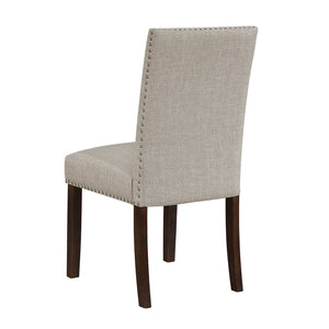 English Elm Classic 9 Piece Acacia Veneer Dining Set with Parsons Chairs and Nailhead Trim Dark Brown,Taupe B011S02249